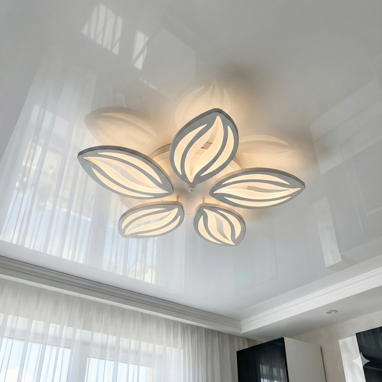 Лед люстра в спальню Vatan Light 120W до 20 м² колір Білий 1141/5 WH 3color, фото 1