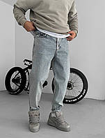 Плотные серые зауженные мужские джинсы мом батал трендовые свободные батальные джинсы большого размера для парней