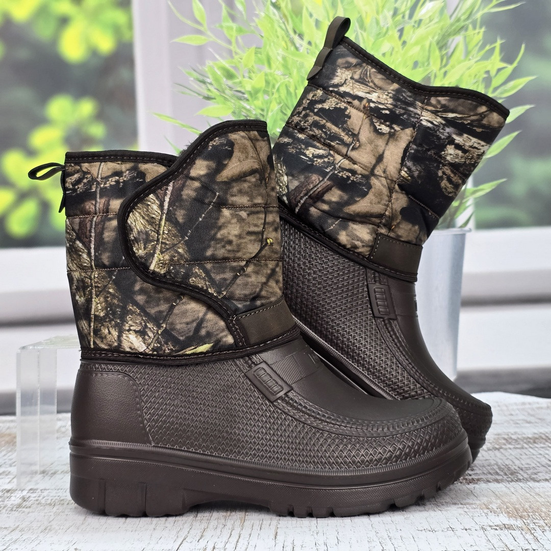 Чоботи чоловічі піна зимові на липучках Dago Style коричневі дубок 3510