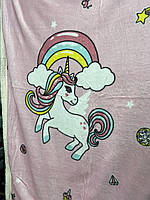 Плед у подарунок дитині 100×140 | Ніжний дитячий плед з велюру та хутра | Милі дизайни,з єдинорігом