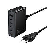 Адаптер мережевий HOCO C150A USB, 5Type-C, QC, чорний, фото 3