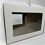 Картонна коробка для торта 30×30×25 см з віконцями та ручкою