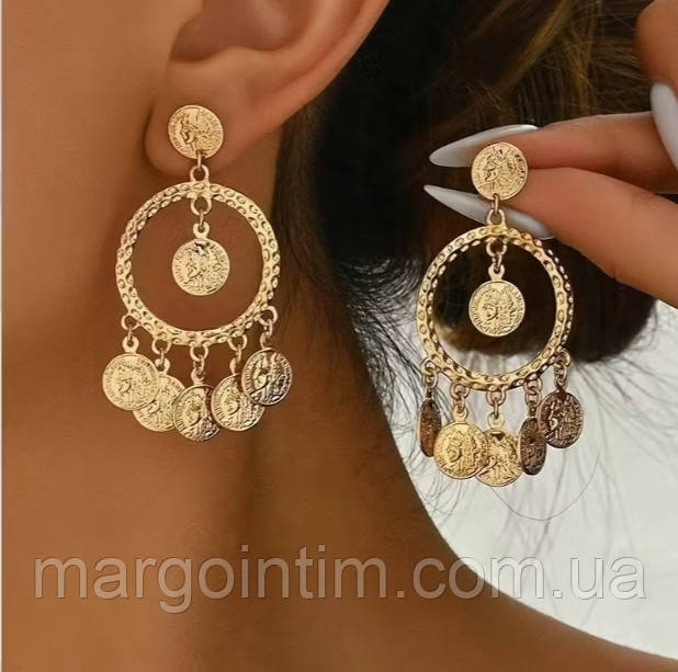 Сережки Індійські  для виступу / Індійські сережки / Сувенір / Подарунок / Для фотосесії, весіль, виступів, фото 1