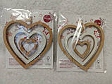 Підвіска дерев’яна “Три серця”, 13,5 см, фото 2