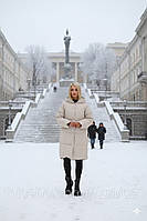 Купити Куртка Жіноча Зимова (Світло-бежева) | AGER, Середня Довжина, Вільний Крій | Синтепон, З Капюшоном