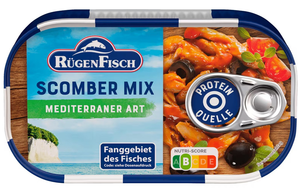 Скумбрія Мікс із Середземноморськими Овочами (Оливки, помідори) Rugen Fisch Scomber Mix 120 г Німеччина, фото 1
