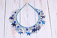 Обруч для волосся / ободок на голову новорічний корона для сніжинки біло-синій 242, фото 4