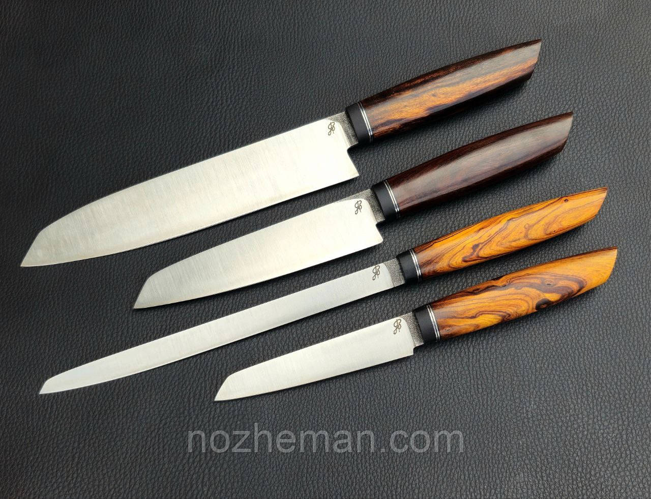 Подарунковий набір кухонних ножів ручної роботи з нержавіючої сталі N690/60-61 HRC, фото 1