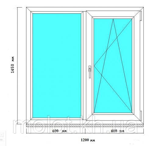 Металлопластиковое окно с одной створкой (маленькое) в 9-ти, 12-ти этажный дом, "Улучшинка" - фото 2 - id-p481582958