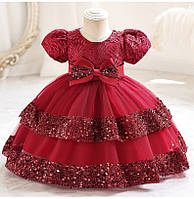 Святкова сукня з паєтками та пишною спідницею, Елізабет, Червоний, р. 80см, 1-1,5 року
