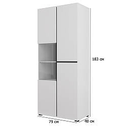 Шафа вітрина у вітальню Cross 79 см білий та чорний без ручок у сучасному стилі