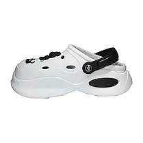 Сабо крокси ЕВА жіночі на танкетці Біло-Чорні з ведмедиками, фото 3