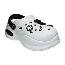 Сабо крокси ЕВА жіночі на танкетці Біло-Чорні з ведмедиками, фото 4