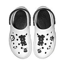 Сабо крокси ЕВА жіночі на танкетці Біло-Чорні з ведмедиками, фото 2