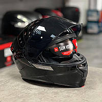Мотошлем испанский модуляр (трансформер) МТ Helmets MT Genesis SV A1 Gloss Black S + подарок: чехол для хранения