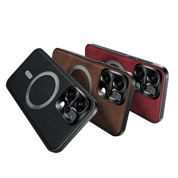 Чохол на OPPO Reno14 ШКІРЯНИЙ бампер накладка TPU силіконовий протиударний оригінальний "LEATHER-RING MagSafe"