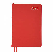 Щоденник А5 Leo Planner датований 2026 "City", тверда обкладинка, червоний, 368 сторінок