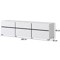 Підлогова тумба під телевізор Cross 180 см білий та чорний з дверцятами та шухлядами без ручок