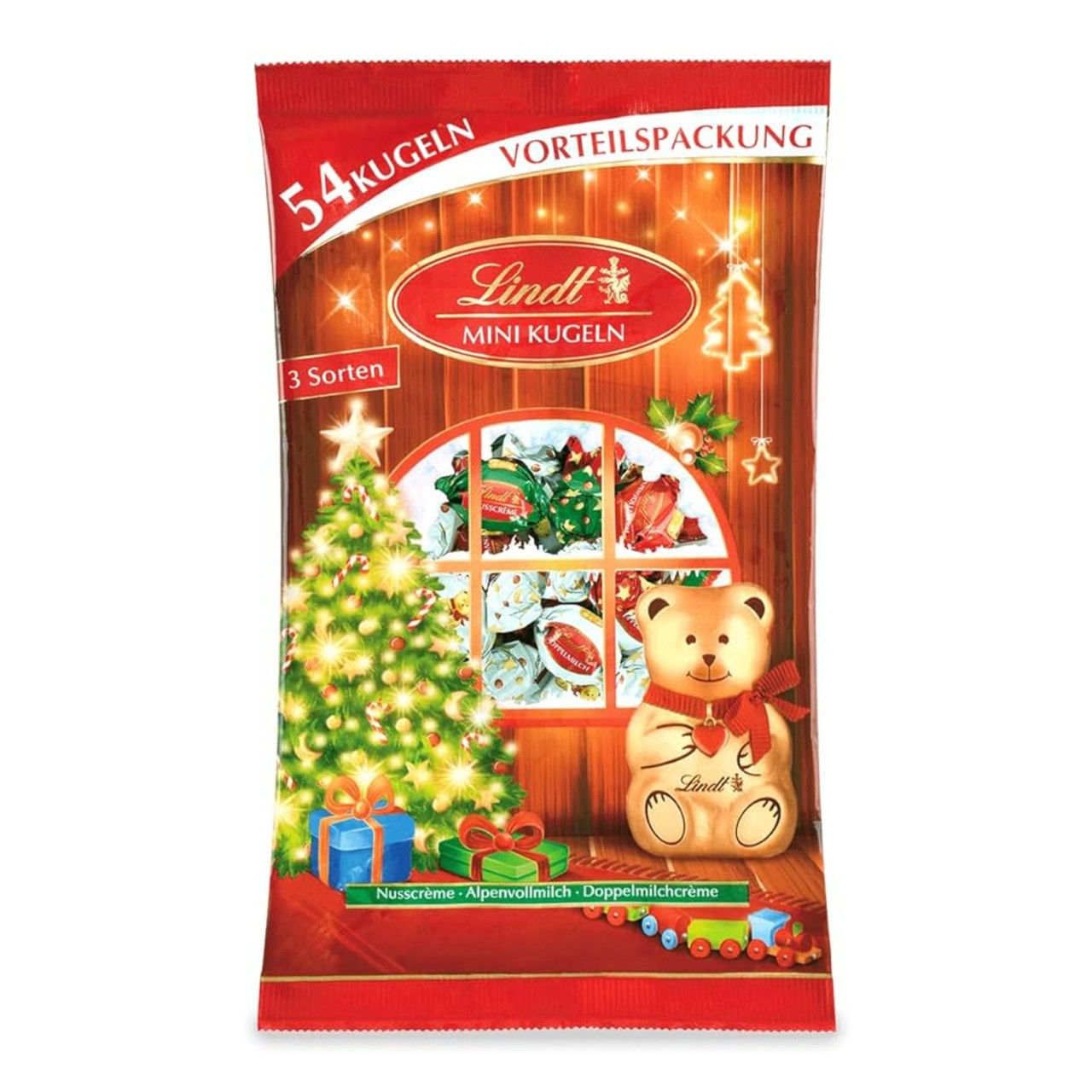 Шоколадные конфеты Lindt Mini Kugeln, новогоднее ассорти 268 г., фото 1