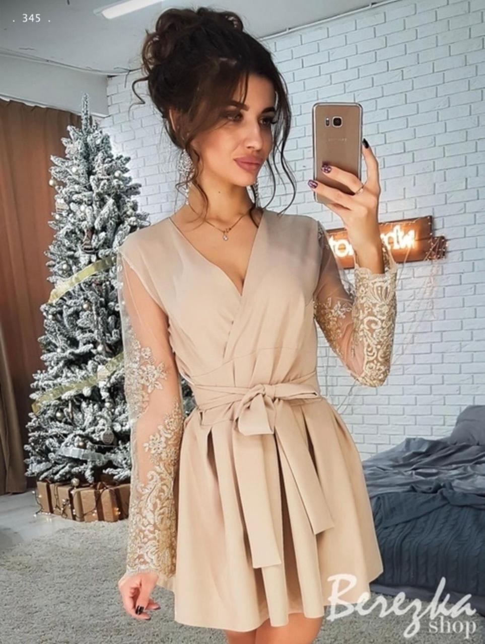 Жіноча сукня з мереживом коротка 46 розмір, фото 1