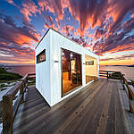 Sauna mit holzbefeuertem Wannenstück LUX 6,0x2,4xH 2,7m vom Hersteller Thermowood Production. Photo, video