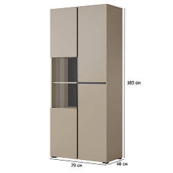 Шафа вітрина у вітальню Cross 79 см конго та чорний тридверна без ручок у стилі мінімалізм