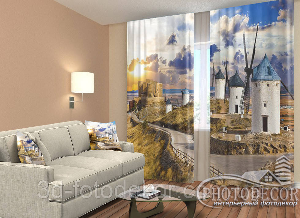Фото Штори "Вітряні млини" 2,5м*2,6м (2 полотна по 1,30м), тасьма