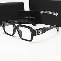 Окуляри Chrome Hearts з широкою оправою очки хром хартс чорного кольору