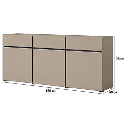 Комод у спальню без ручок Cross 180 см конго та чорний з дверцятами та шухлядами у стилі мінімалізм