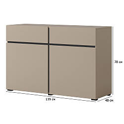 Комод без ручок Cross 119 см конго та чорний з дверцятами та шухлядами у стилі мінімалізм