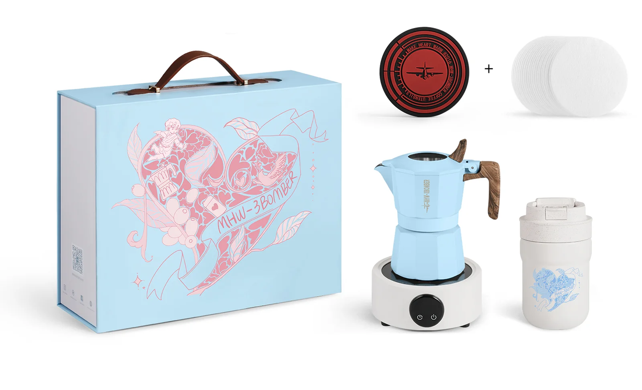 Набір MHW-3Bomber Flipped Moka Pot Gift Box з гейзерной кавоваркой Blue