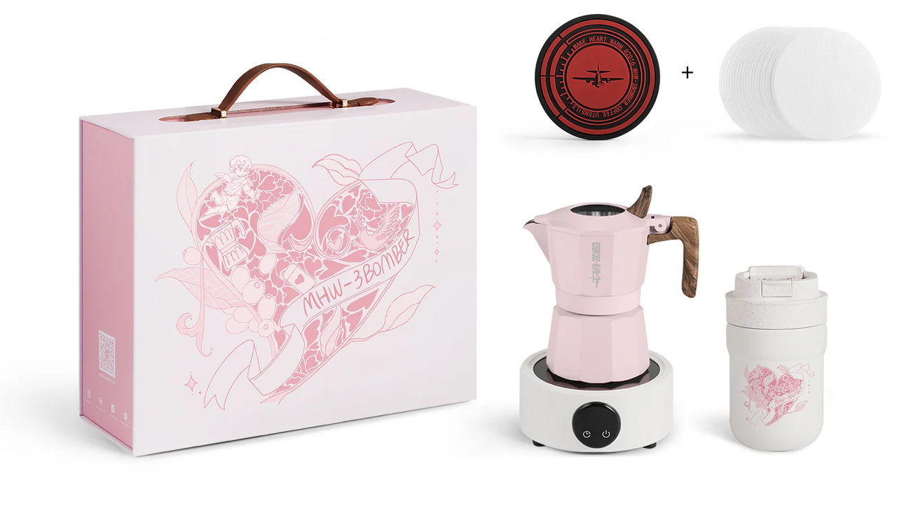 Набір MHW-3Bomber Flipped Moka Pot Gift Box з гейзерной кавоваркой Pink