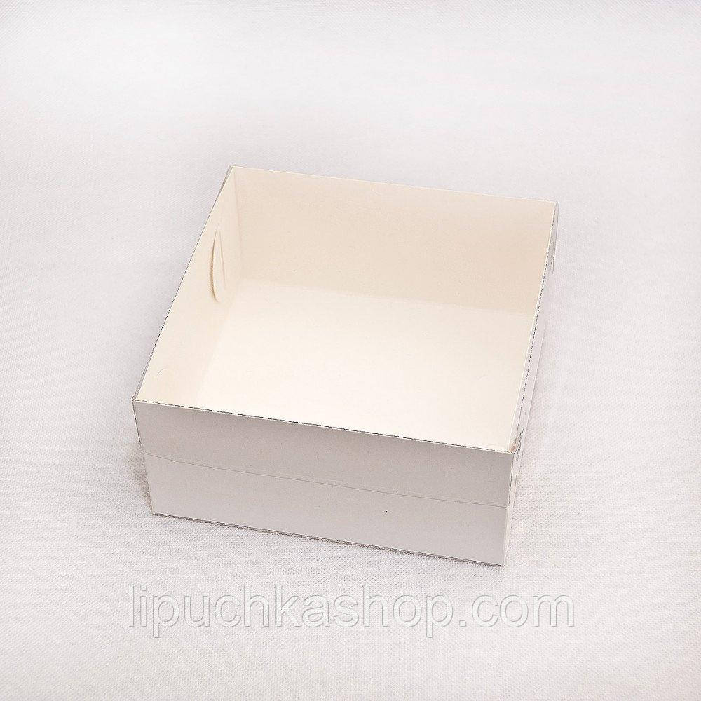 Коробка для солодощів біла з прозорою кришкою 17х17х8 см, фото 1