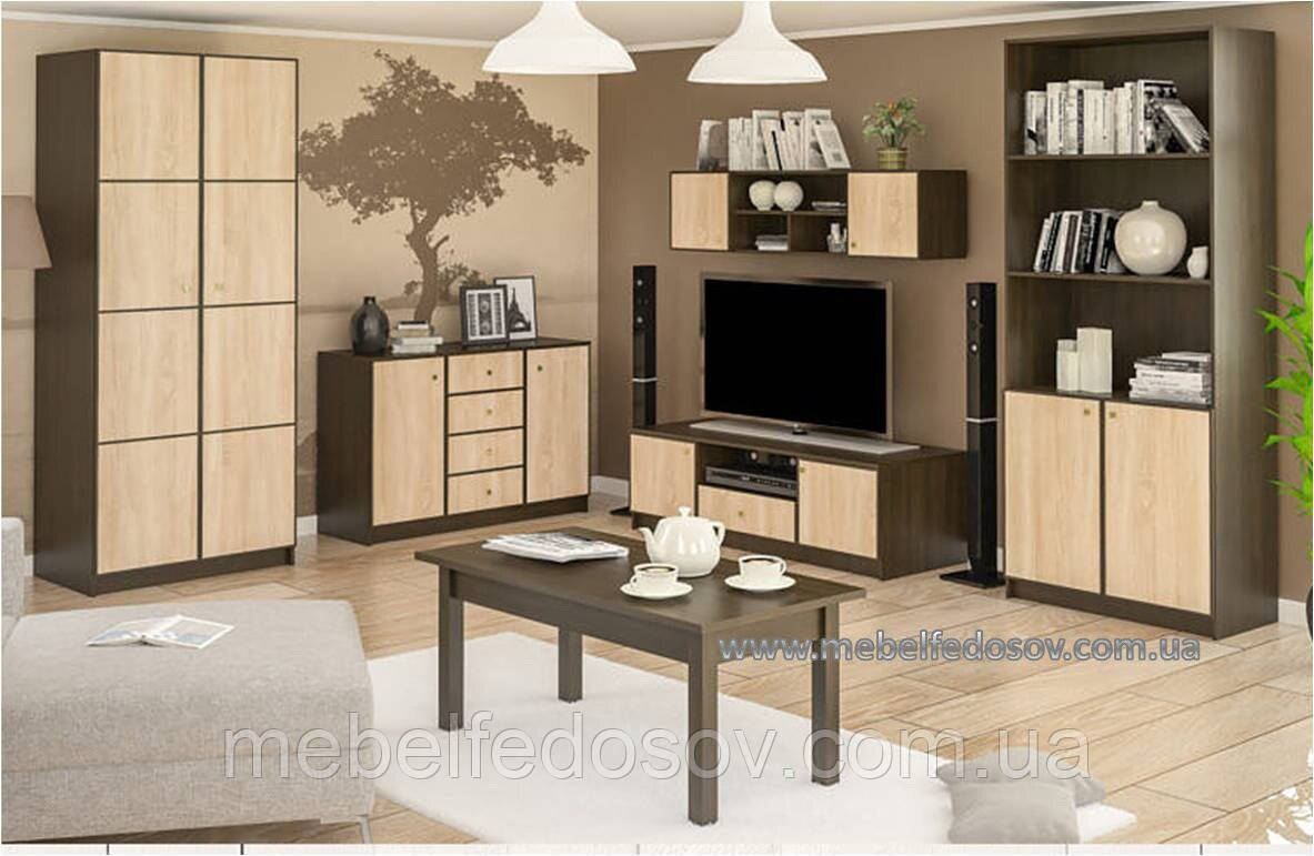 Набір меблів для вітальні Фантазія (Мебель-Сервіс) венге + дуб самоа, фото 1