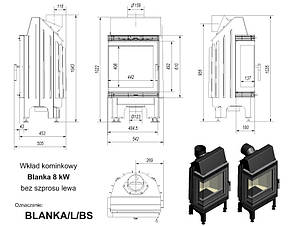 Каминна топка KRATKI BLANKA 8 ЛЕВЕ БОКОВА СТЕКЛО БЕЗ РАМИ, фото 3