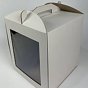 Коробка для торта 25×25×30 см картонна  з вікном і ручкою