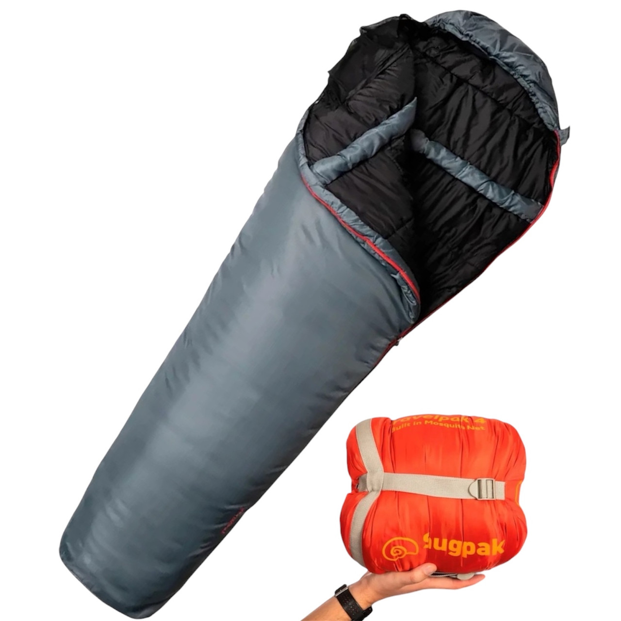 Спальний мішок зимовий Snugpak Travelpak 4 (до -10°С) сірий, спальник з москітною сіткою, фото 1