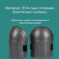 Наколінники EVA для роботи та садівництва захисні, водовідштовхувальні, амортизуючі з липучкою чорні 17.8×15 см 29551, фото 5