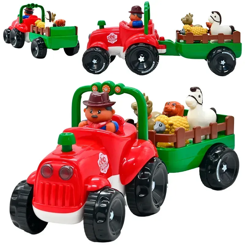 Дитячий музичний червоний трактор 37586 WToys з причепом українською мовою, підсвічування фар, віршики, казки, пісні, фото 1