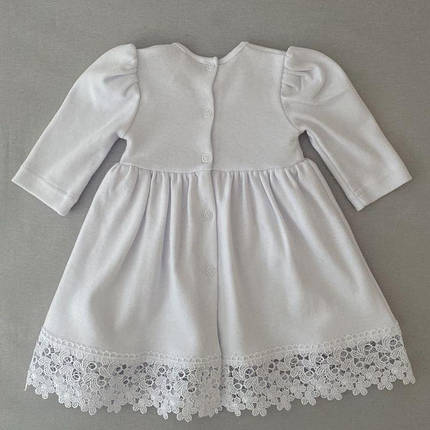 Біле платтячко на хрестини для дівчинки з довгим рукавом з мереживом і повязкою для немовлят 56 62 68 74 80, фото 2