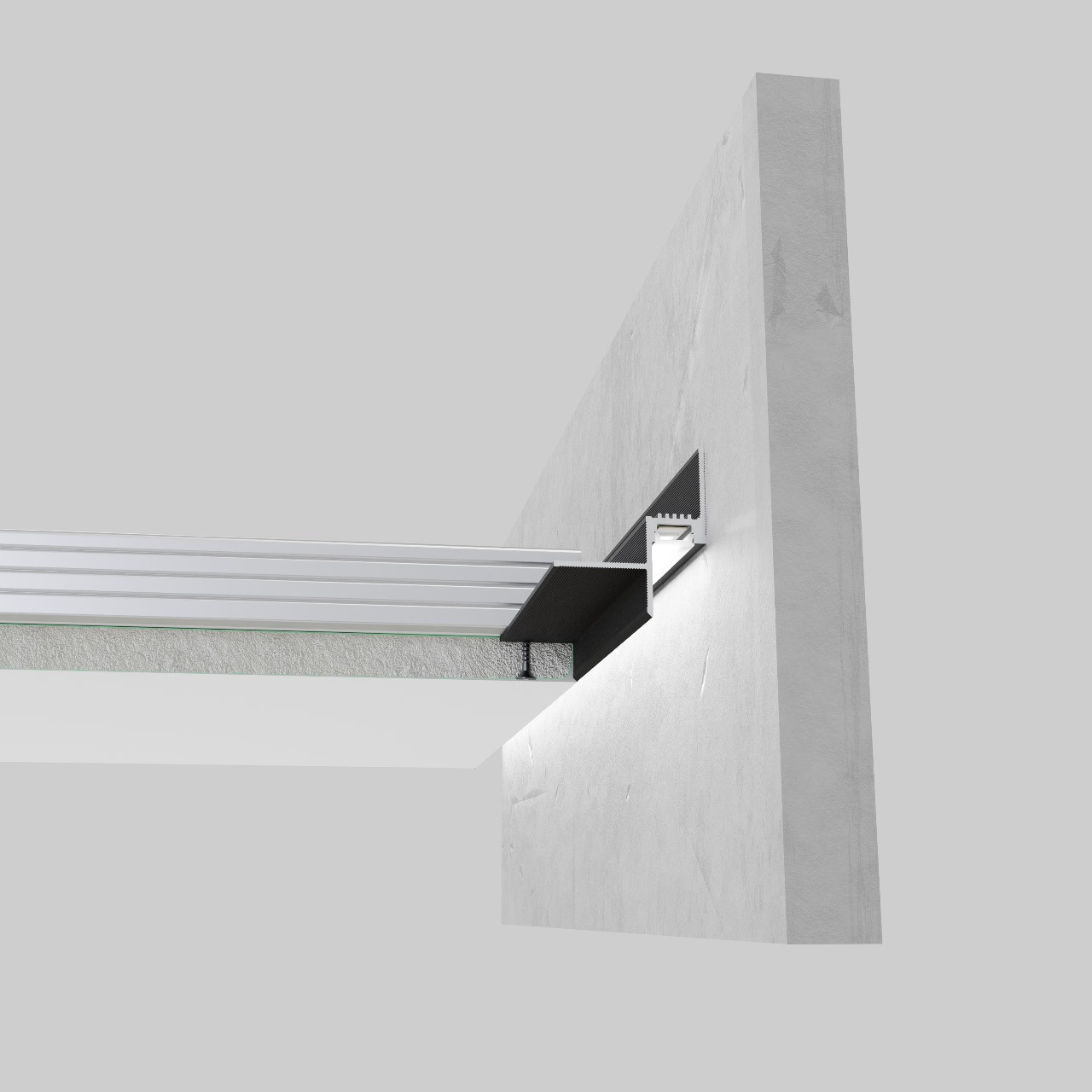 Профіль тіньового шва алюмінієвий з LED-підсвіткою ACT-14/9 чорний