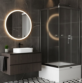 Душова кабіна 90*90*205 см квадратна з піддоном, скло матове 6 мм SHOWER Saturn, фото 1