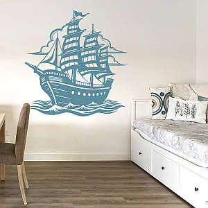 Трафарет для фарбування Корабель з парусами, одноразовий з самоклеючої плівки 95 х 97 см