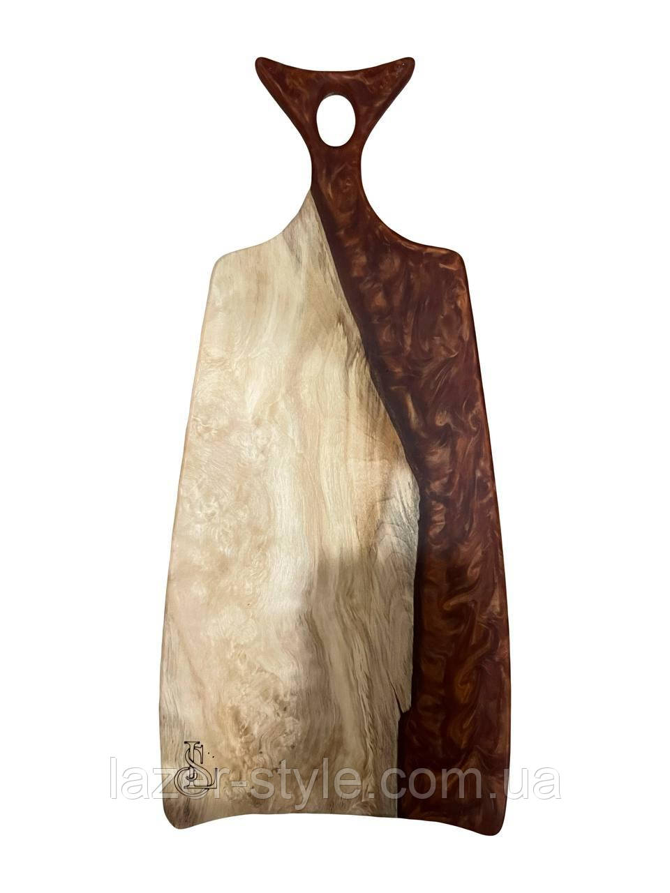 Дошка риб'ячий хвіст з епоксидною смолою червоного кольору, фото 1