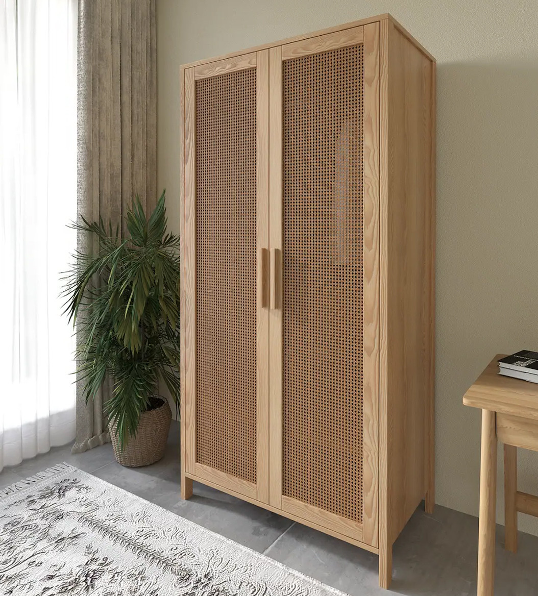 Дводверна ясенева шафа "Астрід" з ротангом, фото 1