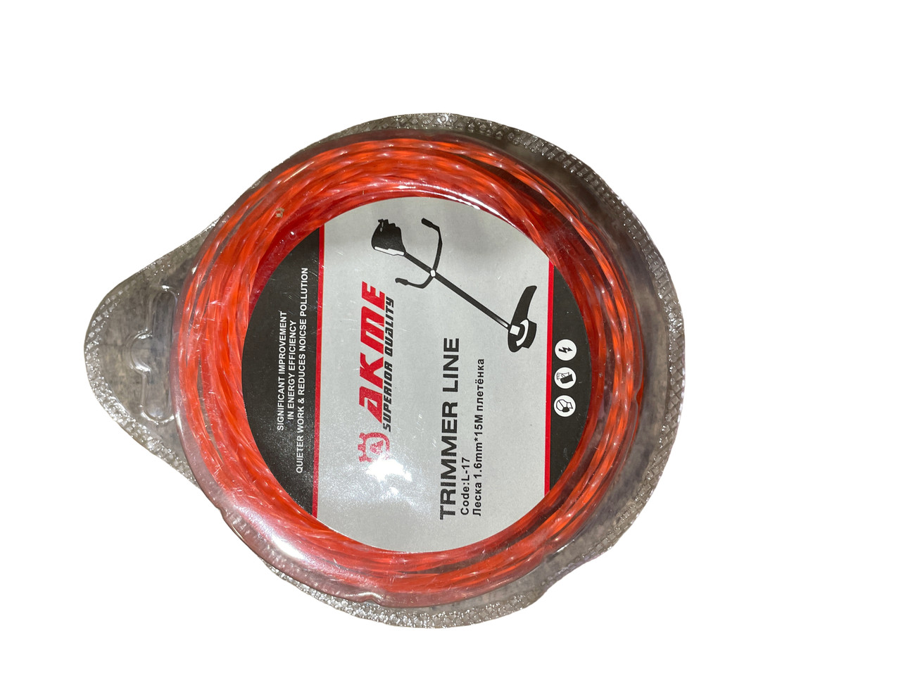 Лісочка мотокоси Ø1,6mm, 15 метрів (помаранчева, косичка) EVO