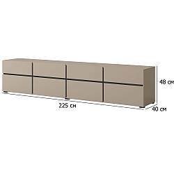 Довга тумба під плазму Cross 225 см конго та чорний з дверцятами та шухлядами без ручок у стилі мінімалізм