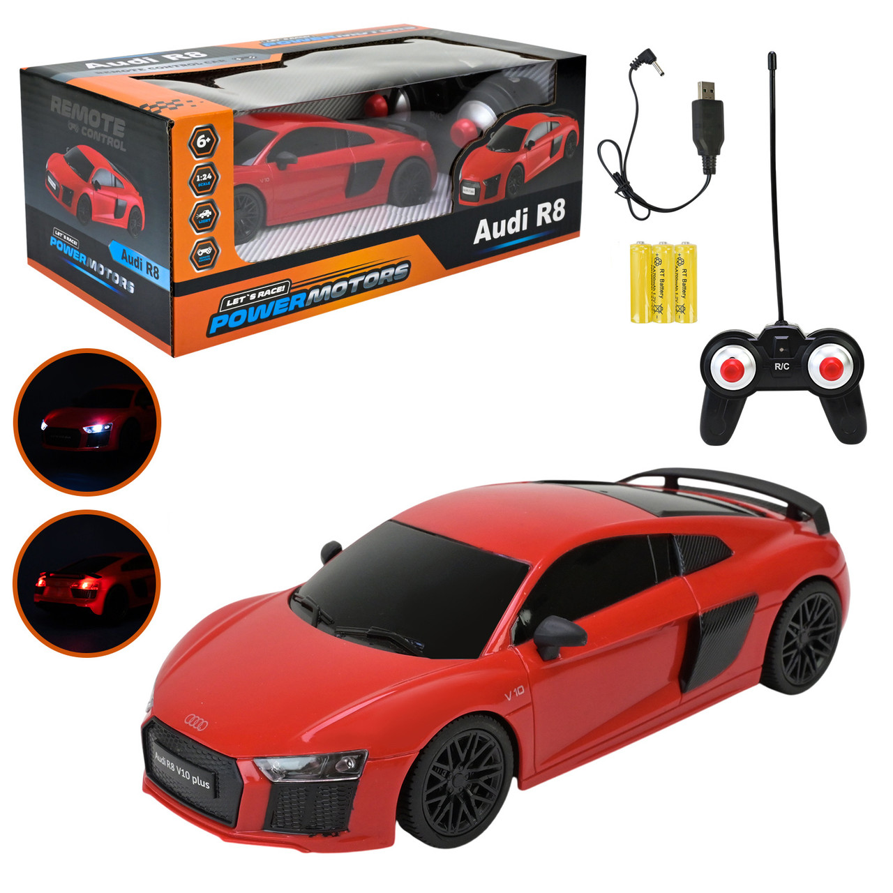 Машина на радіокеруванні AUDI R8 POWERMOTORS (акумулятор, Масштаб 1:24) PM2408, фото 1