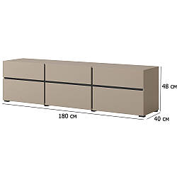 Підлогова тумба під телевізор Cross 180 см конго та чорний з дверцятами та ящиками без ручок