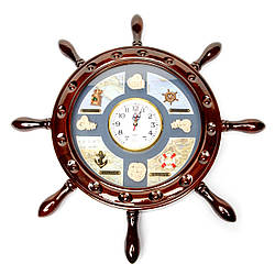 Годинник із морською тематикою у формі штурвала 009KB